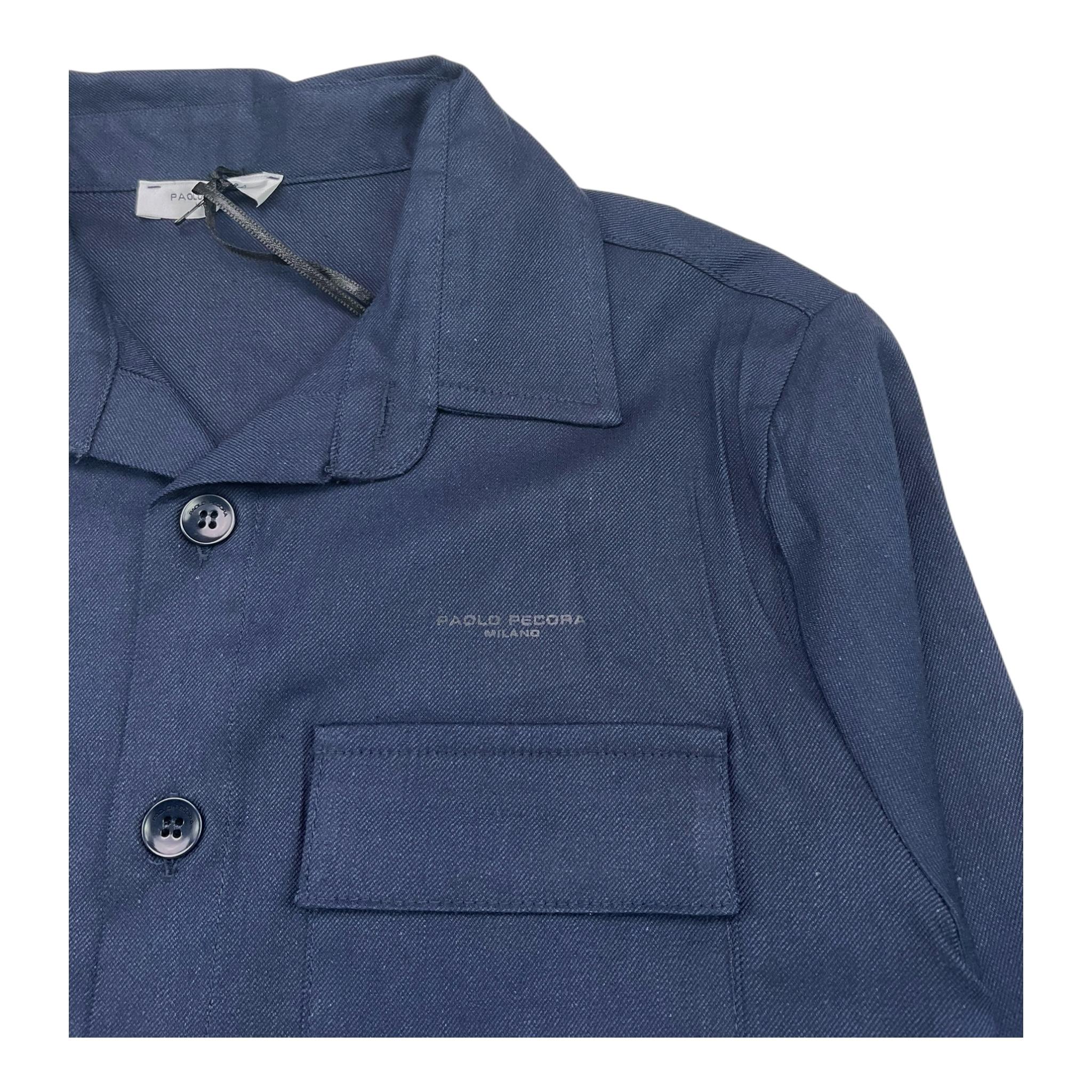 camicia manica lunga tinta unita PP4075 BLU PAOLO PECORA 