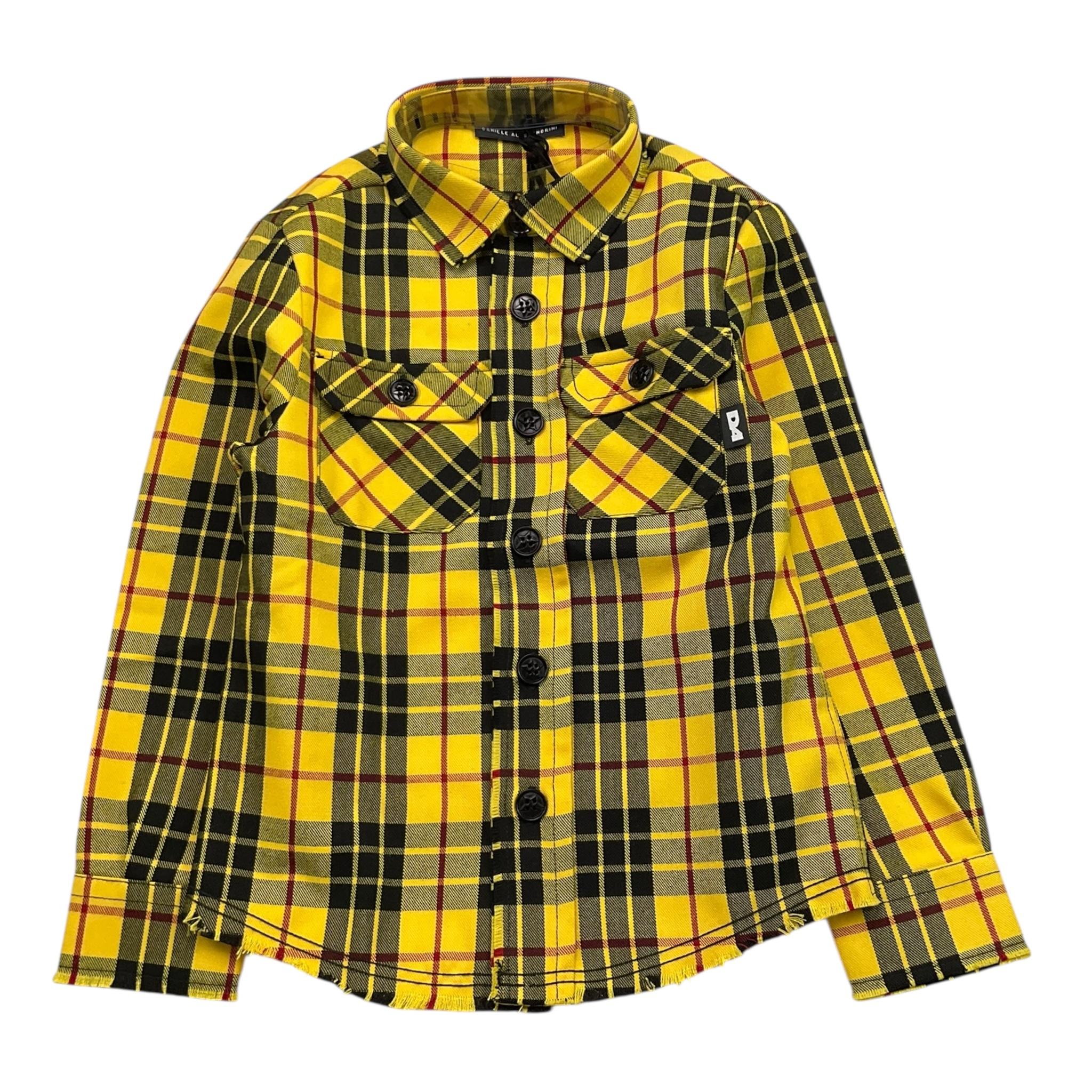 DANIELE ALESSANDRINI camicia tinta unita con fantasia a quadri Giallo per Bambino 1231C00064 GIALLO DANIELE ALESSANDRINI 