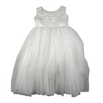 Les Gamins Abito Giromanica Tinta Unita con Tulle per Bambina 23101 BIANCO LES GAMINS 