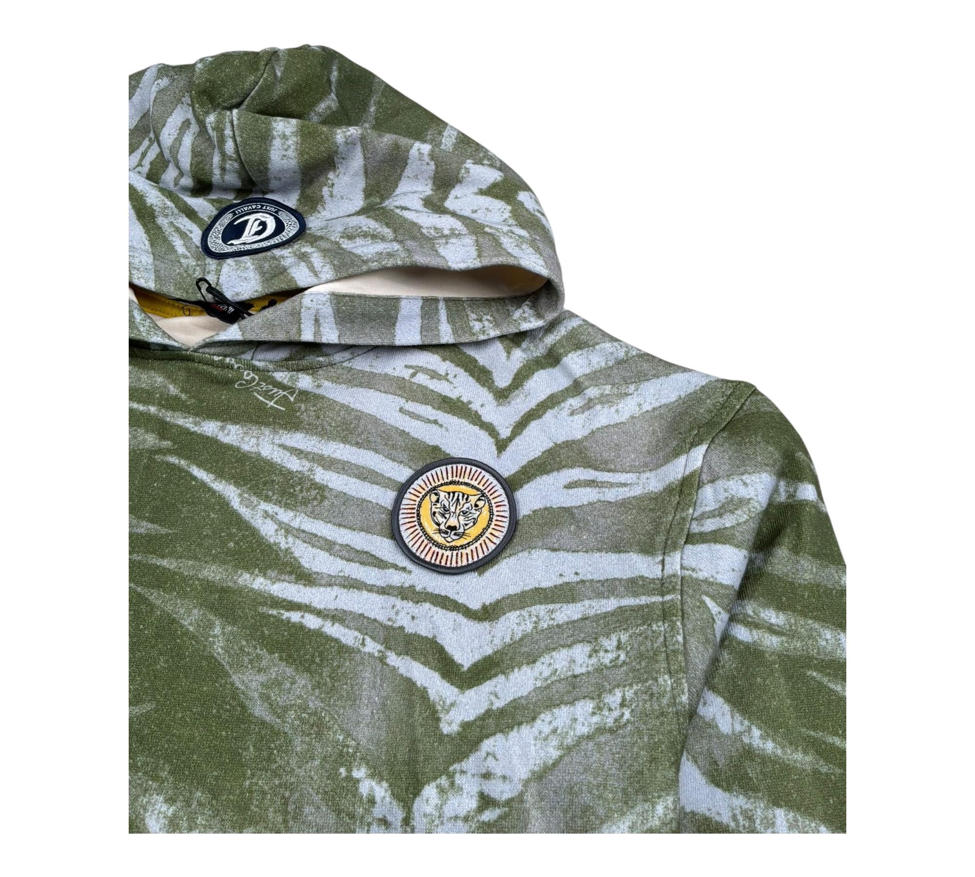 Just Cavalli Felpa Chiusa con Cappuccio Stampa Fantasia per Bambino JBP26104FE VERDE JUST CAVALLI 