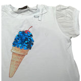 Manila Grace T-Shirt Tinta Unita con Paillettes per Bambina 370TMBS25X BIANCO MANILA GRACE 