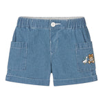 Moschino Short In Denim Tinta Unita con Stampa per Bambina MUQ019 BLU MOSCHINO 