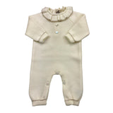 LITTLE BEAR tutina tinta unita con colletto in constrasto Panna per Neonata 9123 PANNA LITTLE BEAR 