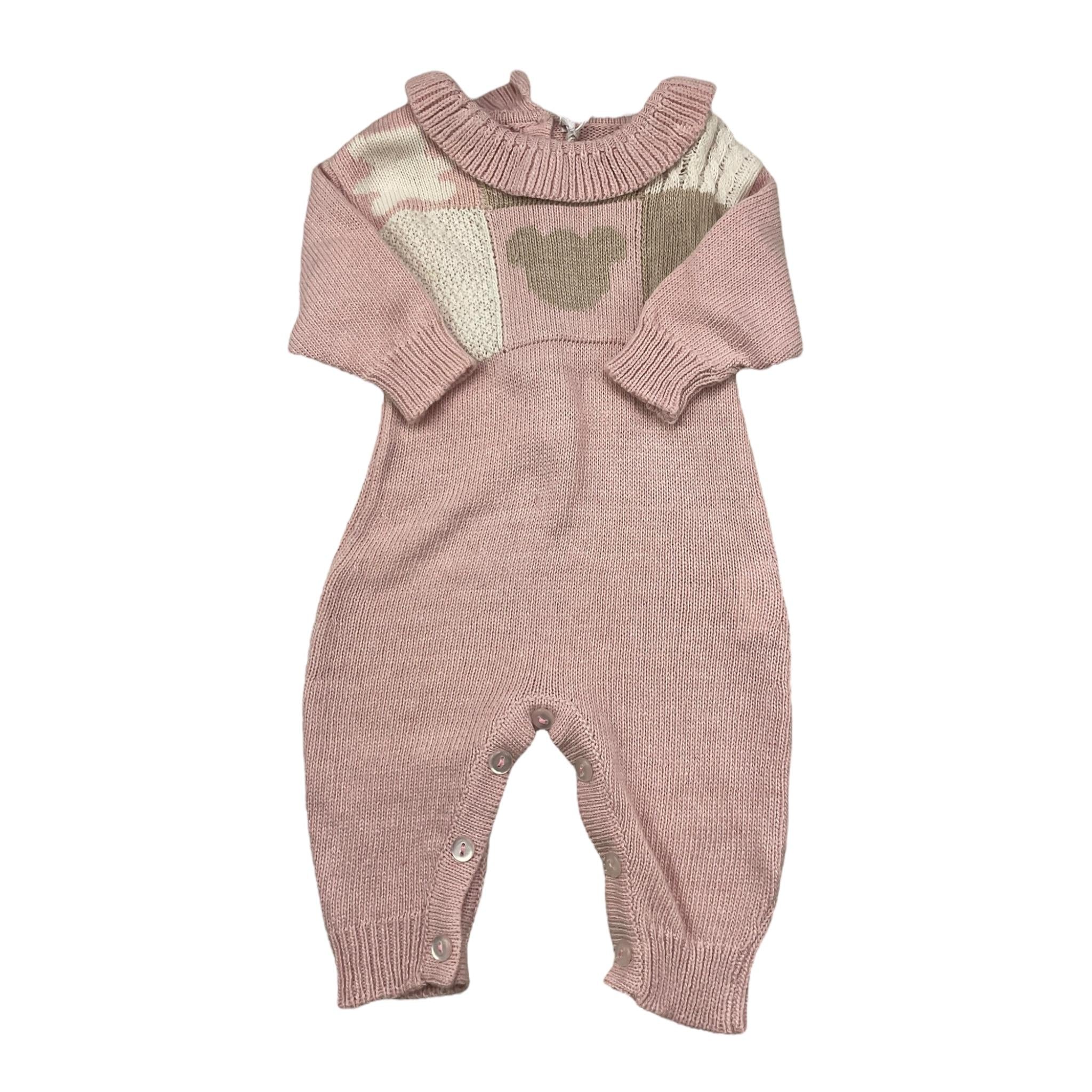 LE BEBE' tutina tinta unita con stampa Rosa per Neonata LBG5932 ROSA LE BEBE' 