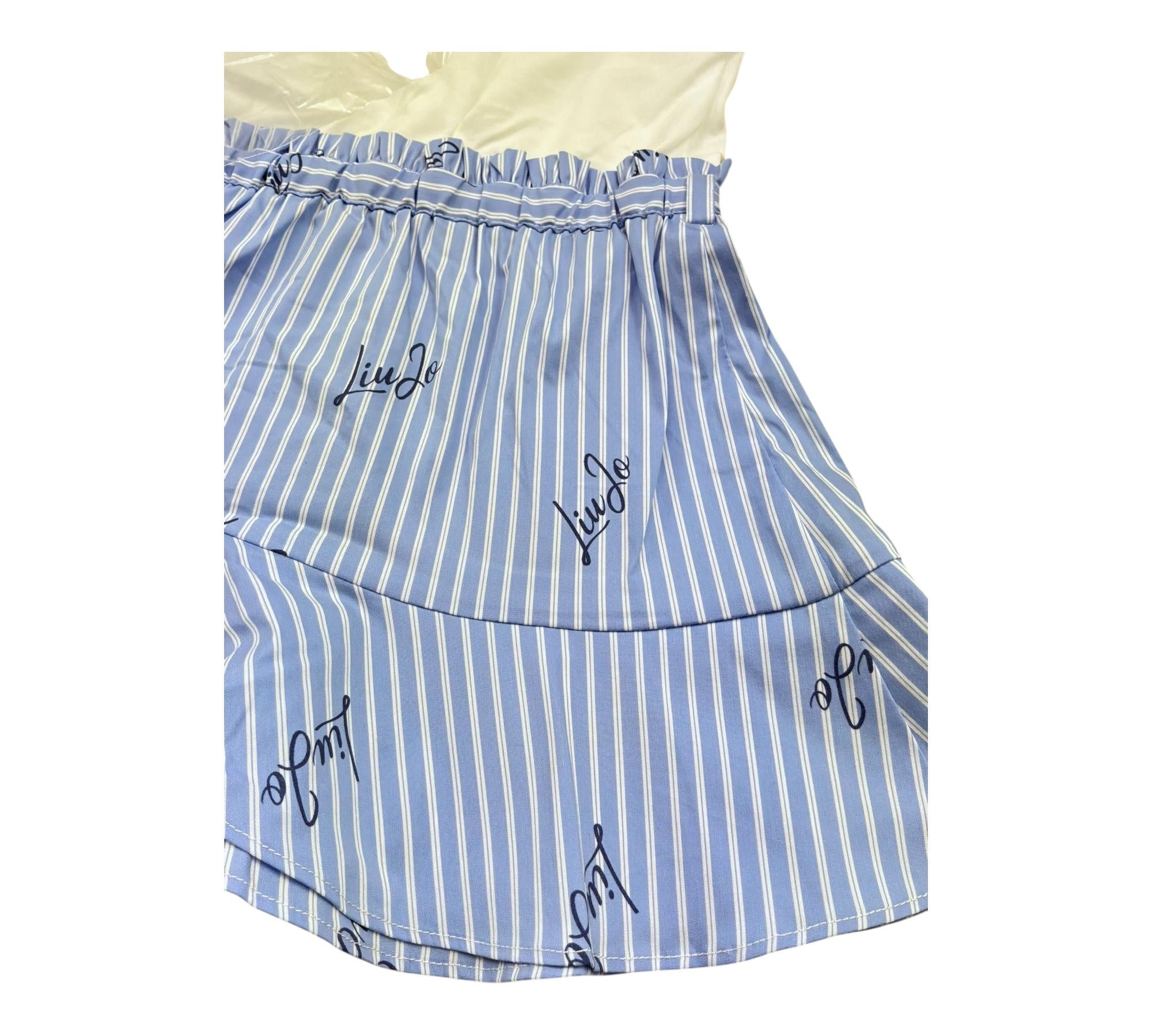 Liu Jo Abito Bicolore con Fantasia A Righe per Neonata KA5049NX BIANCO/AZZURRO LIU JO 