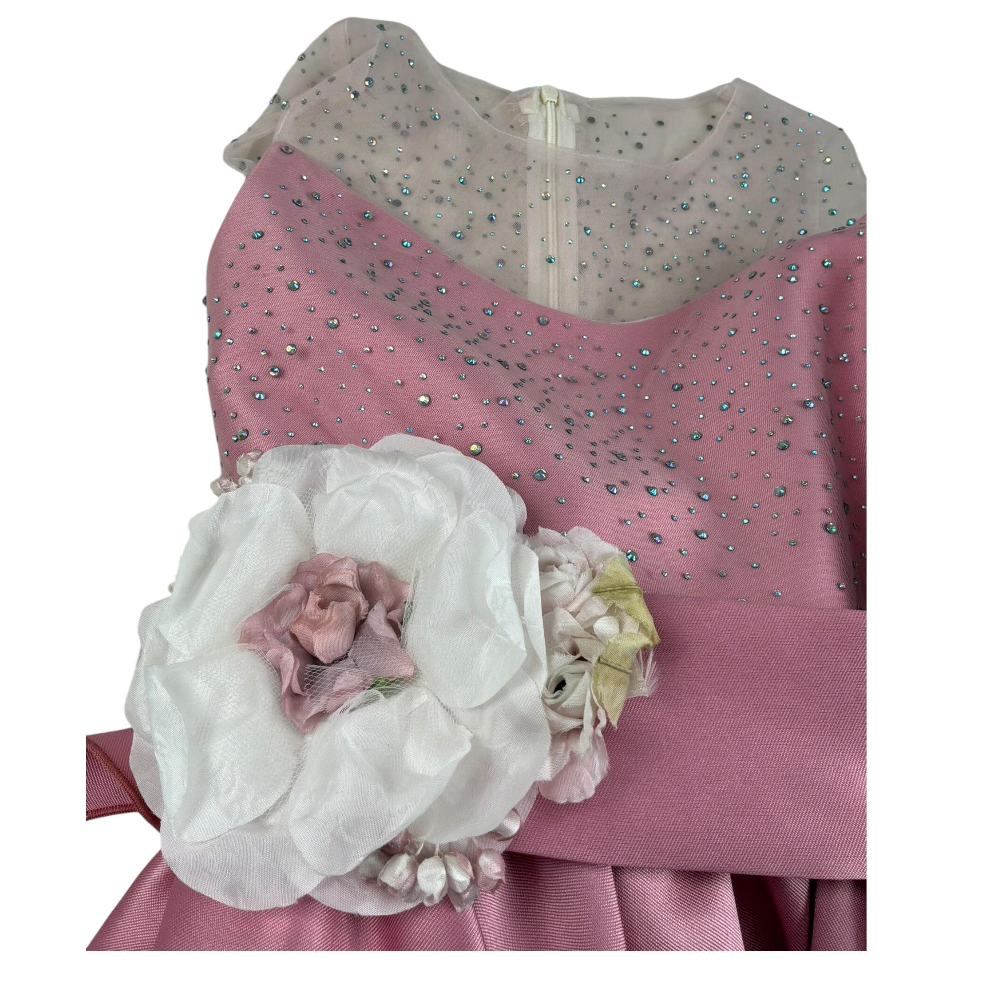 Magnifica Lulu Abito Cerimonia Giromanica Tinta Unita per Bambina AGATHAR ROSA MAGNIFICA LULU 