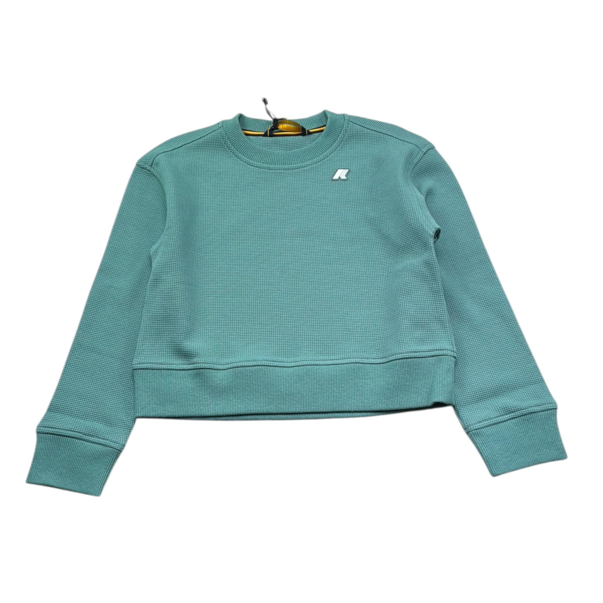 K-Way Felpa Girocollo Tinta Unita con Logo per Bambino K1124JW VERDE K-WAY 