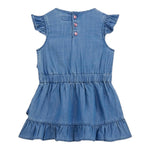 Guess Abito In Denim Tinta Unita Giromanica con Balze per Bambina K5GK27D3X30J BLU GUESS 