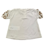 Le Bebe' T-Shirt Girocollo Tinta Unita con Maniche In Contrasto Bianco per Neonata