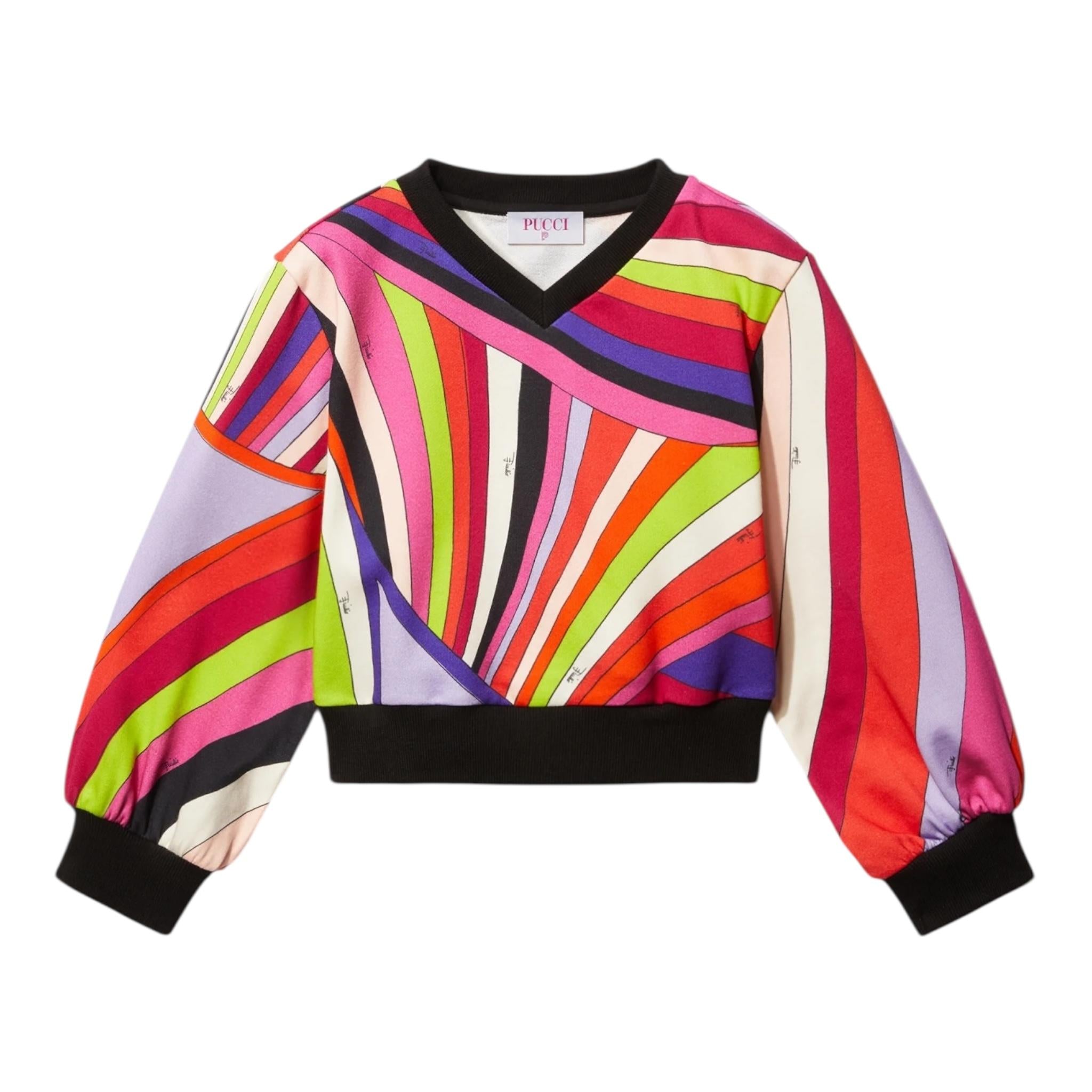 EMILIO PUCCI felpa con scollo a v stampa fantasia Multicolor per Neonata PT4A30 MULTICOLOR EMILIO PUCCI 