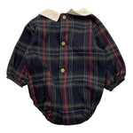 CALAMARO pagliaccetto tinta unita con fantasia righe e colletto Blu per Neonato 32462 BLU CALAMARO 