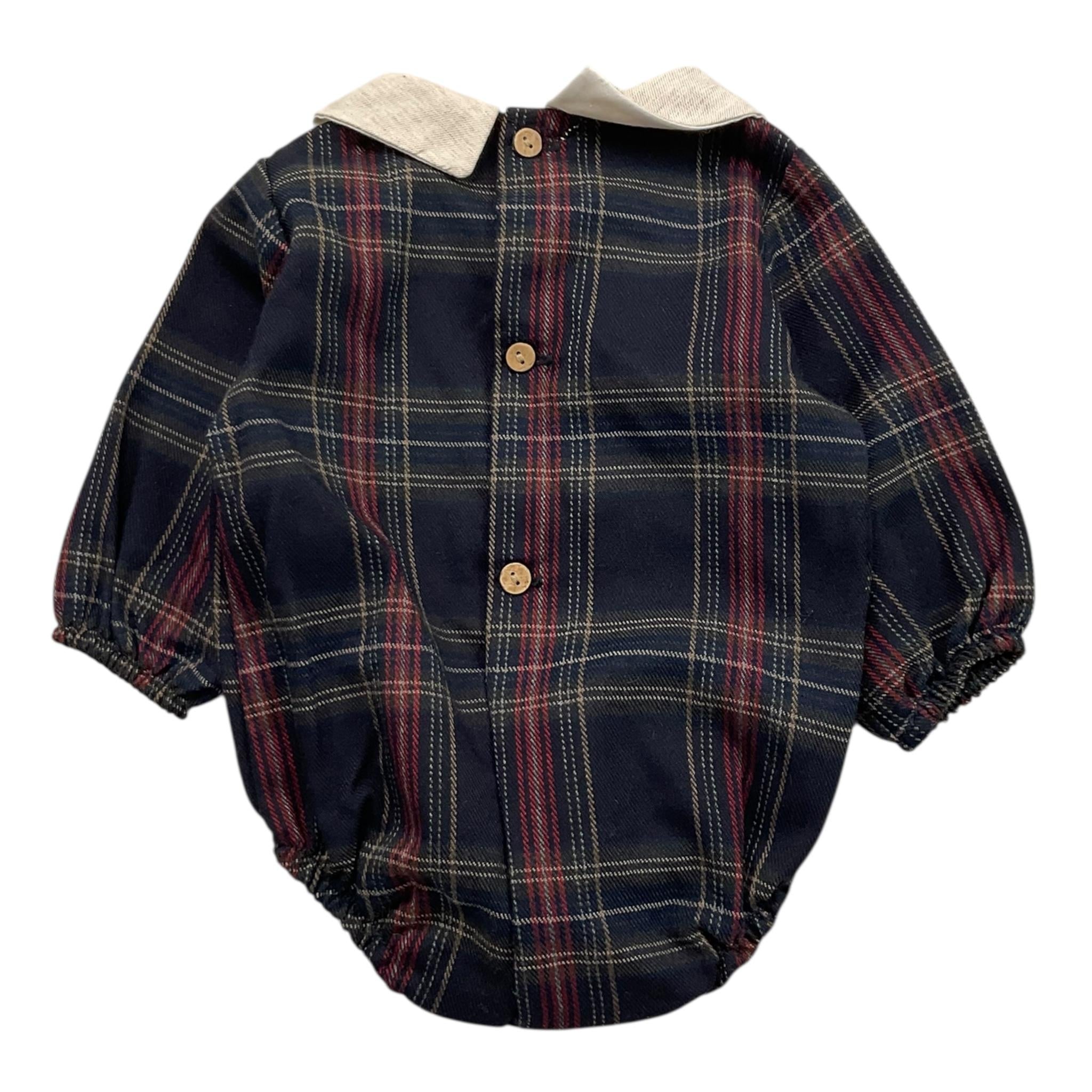 CALAMARO pagliaccetto tinta unita con fantasia righe e colletto Blu per Neonato 32462 BLU CALAMARO 