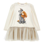 MONNALISA abito manica lunga tinta unita con stampa in contrasto Panna per Bambina 11D906X PANNA MONNALISA 