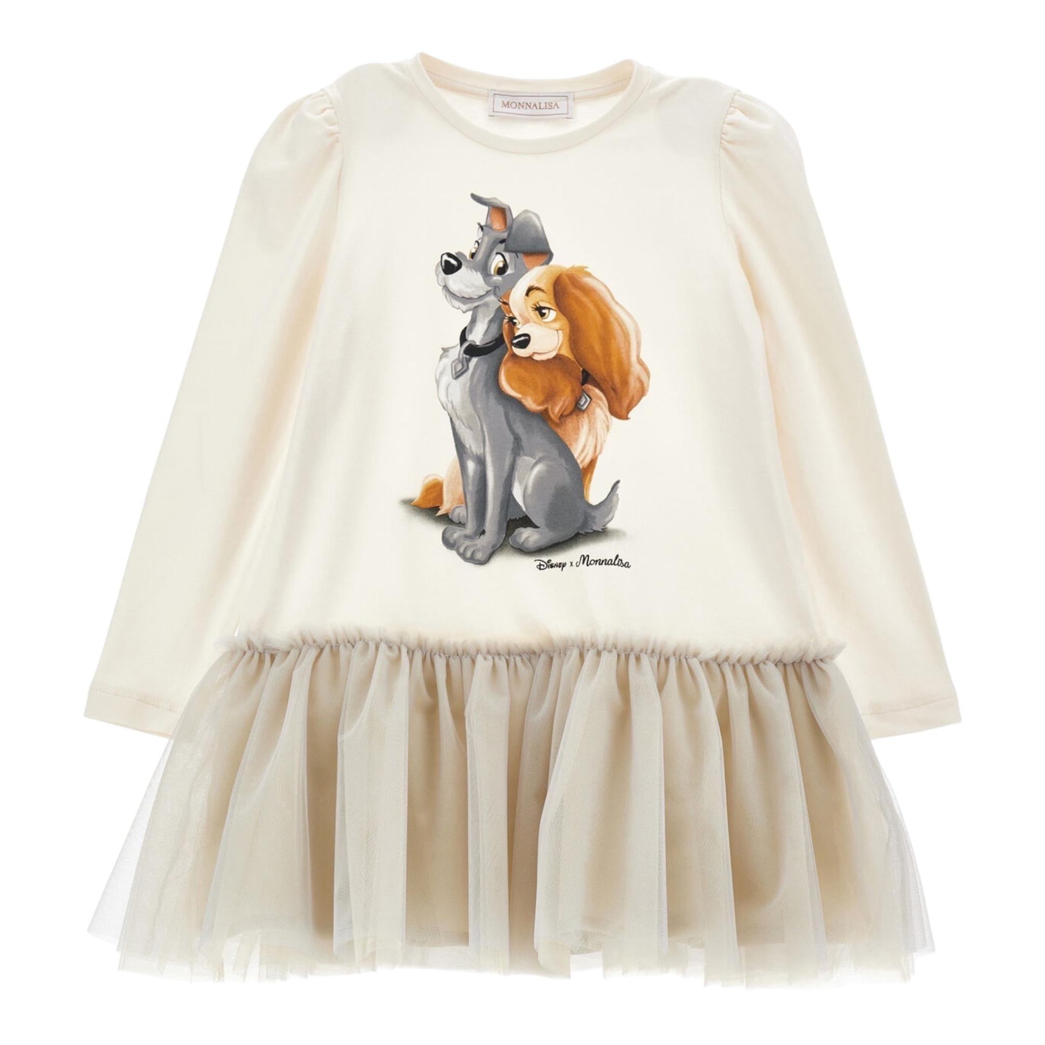 MONNALISA abito manica lunga tinta unita con stampa in contrasto Panna per Bambina 11D906X PANNA MONNALISA 