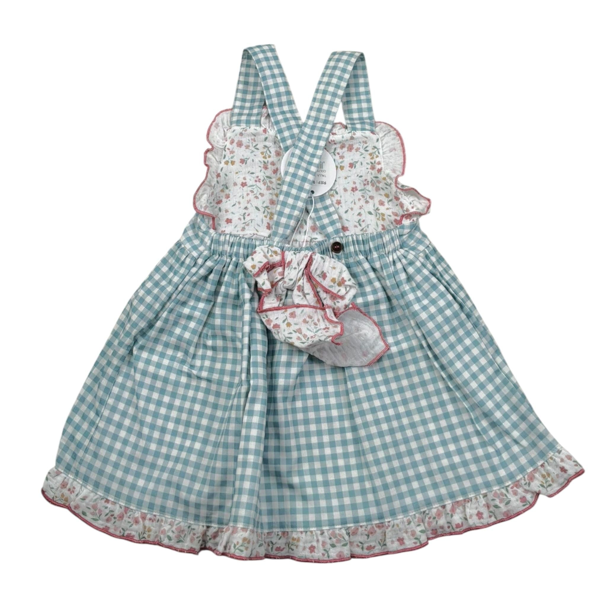 Babidu Abito Bicolore con Stampa Quadri per Bambina 91406J BIANCO/VERDE BABIDU 