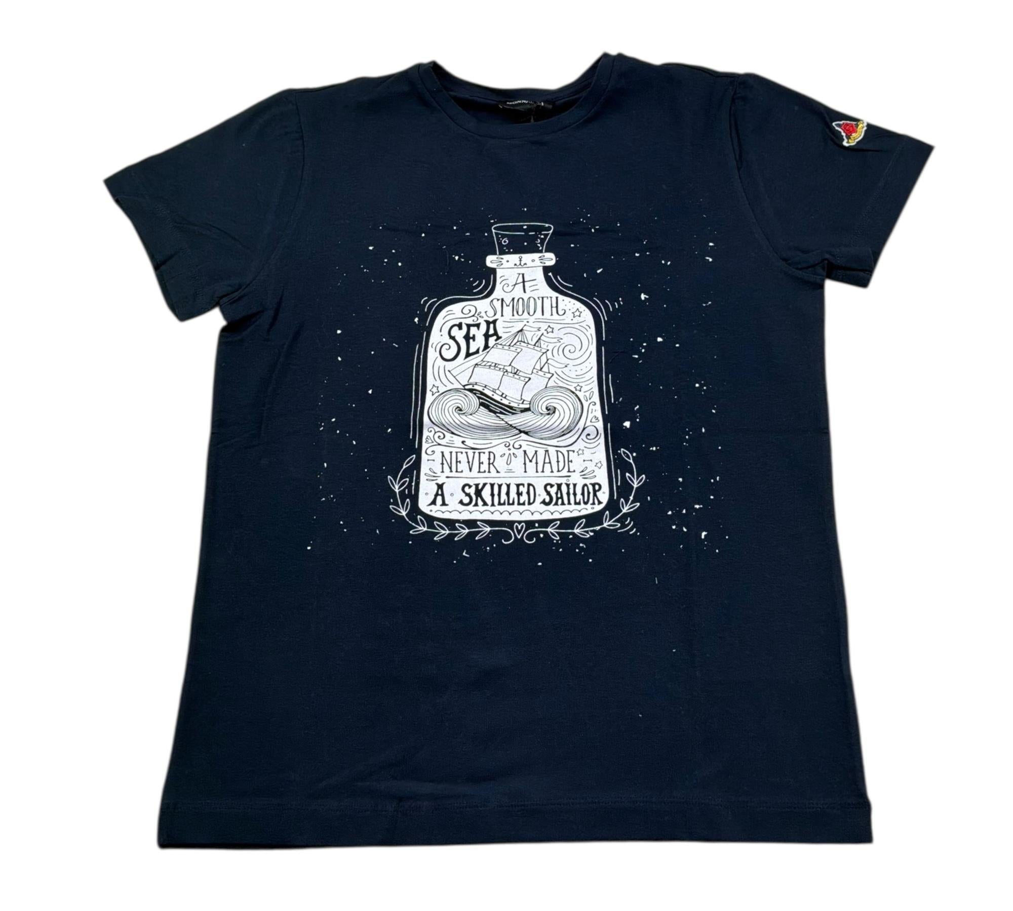 Monnalisa T-Shirt Girocollo Tinta Unita con Stampa per Bambino 253603 BLU MONNALISA 