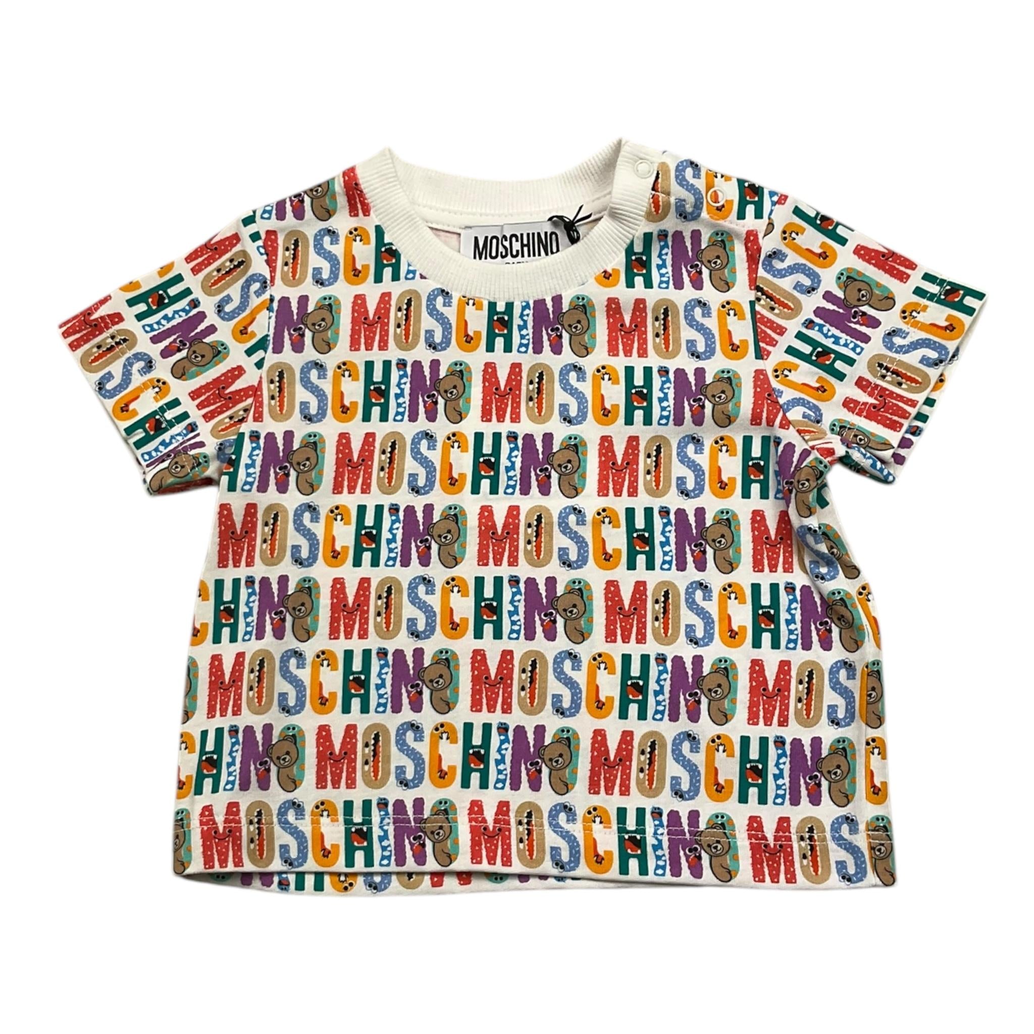 MOSCHINO t-shirt girocollo tinta unita con stampa Bianco per Neonato MTM047 BIANCO MOSCHINO 