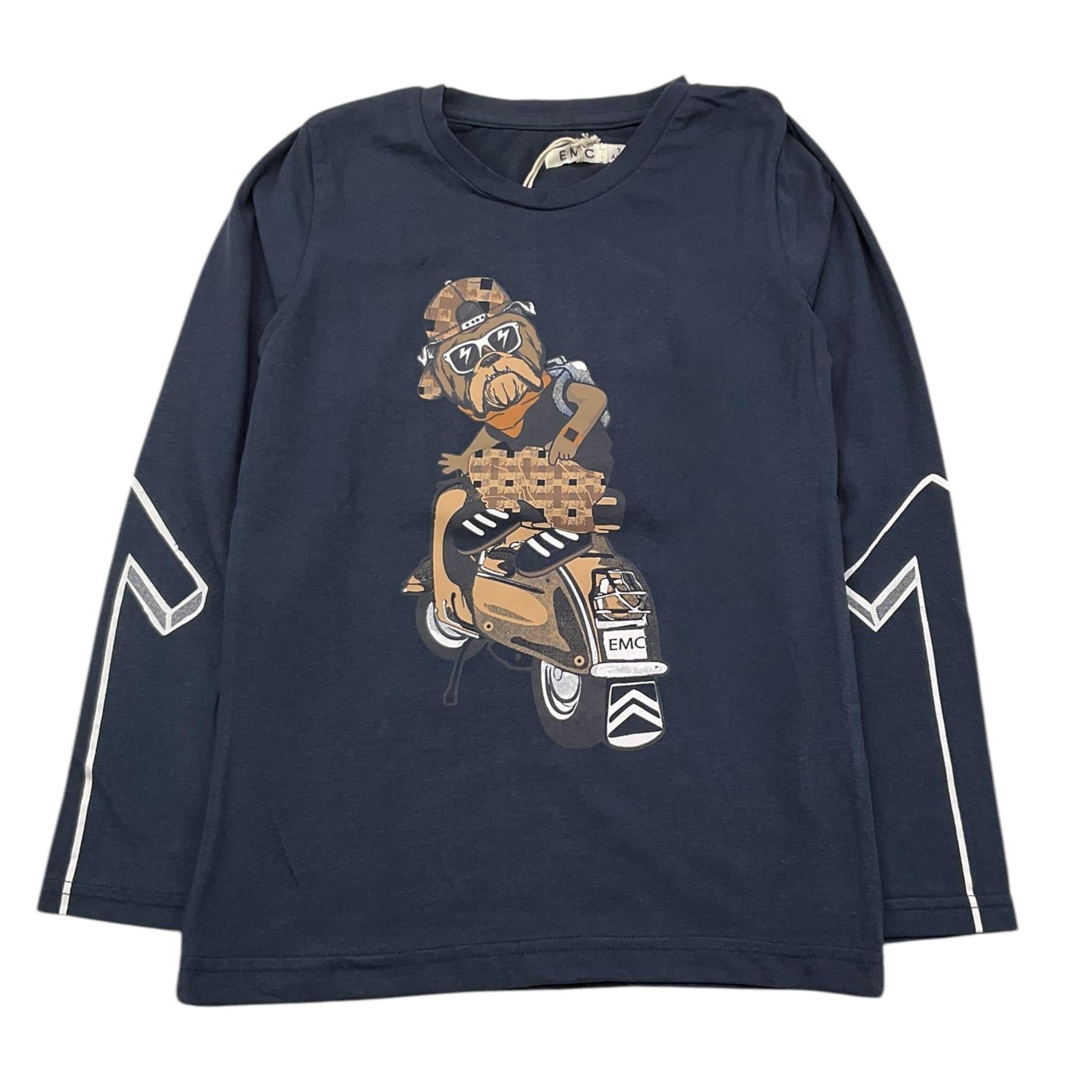 EMC shirt girocollo tinta unita con stampa in contrasto Blu per Bambino BX2308 BLU EMC 