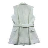Vicolo Gilet Tinta Unita Con Cintura Bianco Per Bambina
