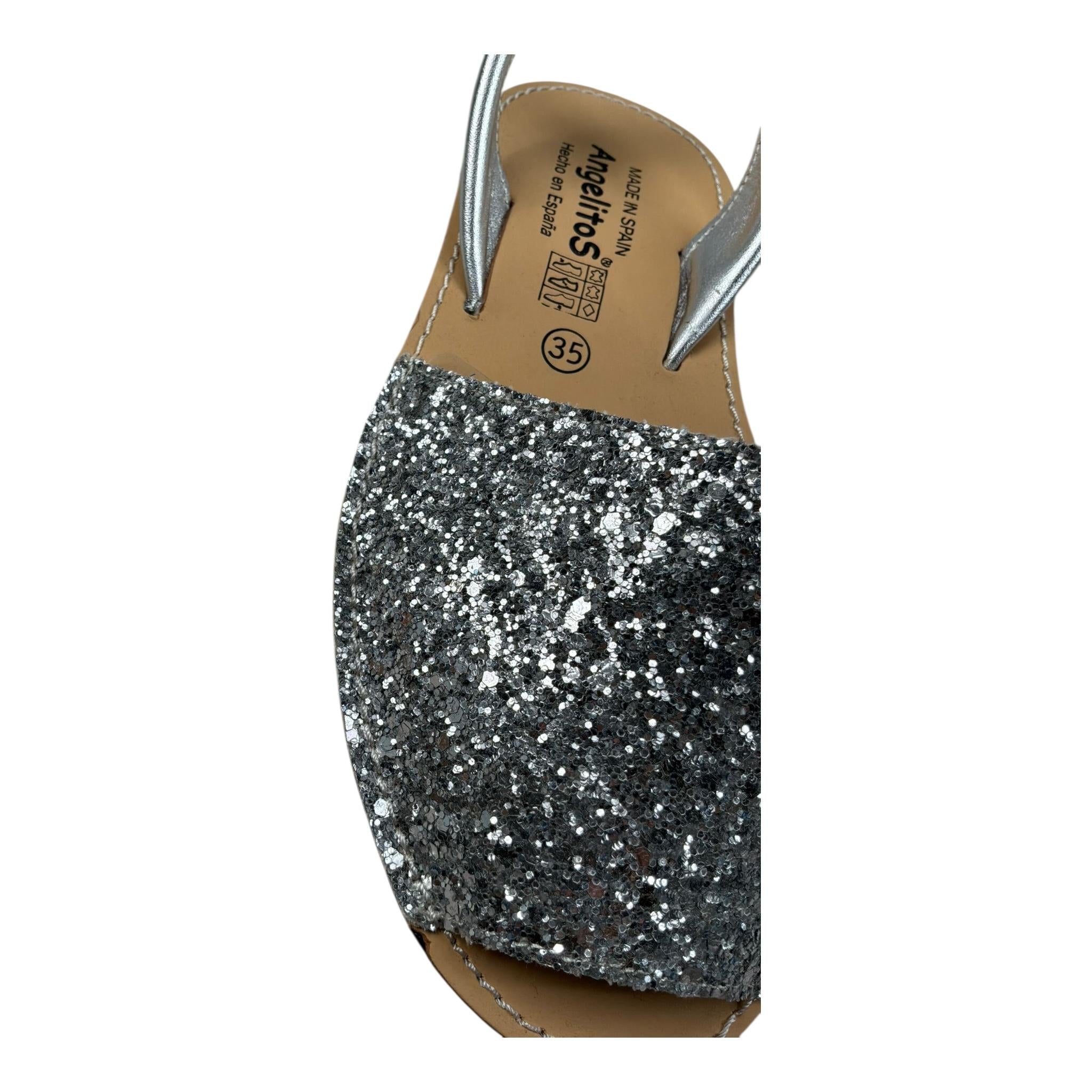 Angelitos Sandalo Tinta Unita Glitterato per Bambina ANG204 ARGENTO ANGELITOS 