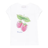 Monnalisa T-Shirt Girocollo Tinta Unita con Brillantini per Bambina 19E617X BIANCO MONNALISA 