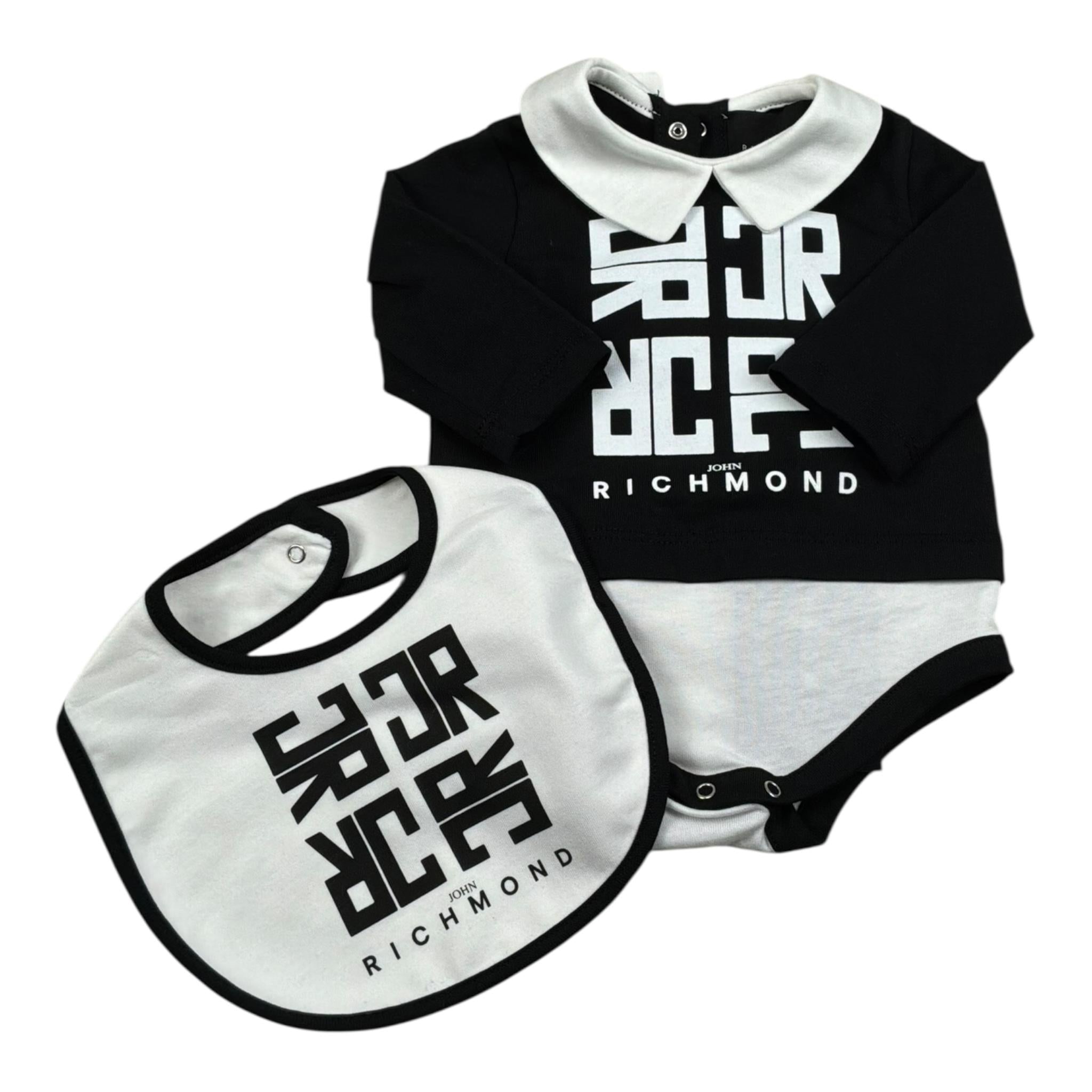John Richmond Body Manica Lunga Tinta Unita con Cappello per Neonato RLP26002TUU NERO JOHN RICHMOND 