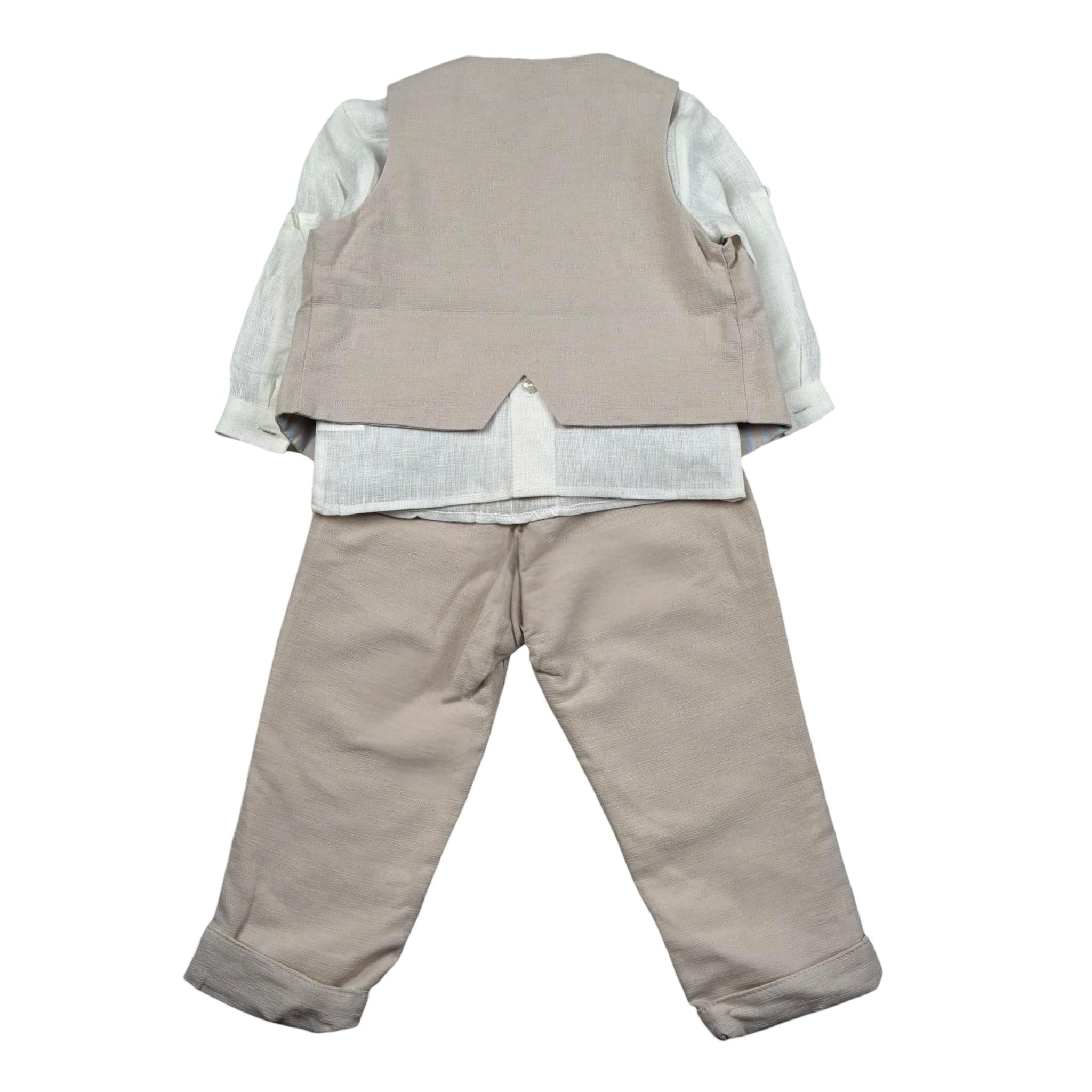 Marlu' Completo 2 Pezzi Camicia-Gilet-Pantalone per Neonato EN70561 BEIGE MARLU' 