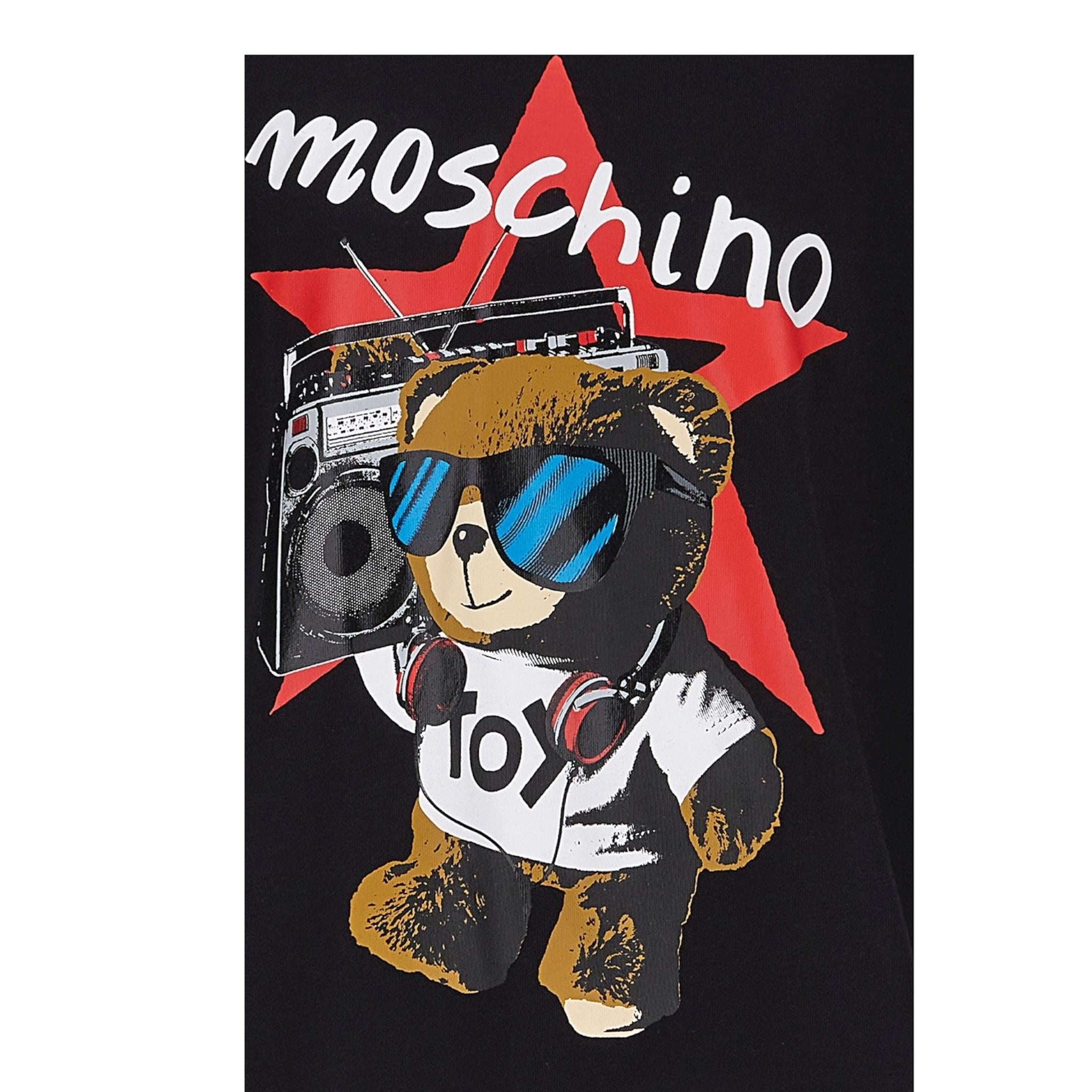 Moschino Abito Tinta Unita Mezza Manica con Fantasia A Quadri per Bambina HDV0FY NERO MOSCHINO 