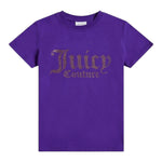Juicy Couture T-Shirt Girocollo Tinta Unita con Brillantini per Bambina JBX6409 VIOLA JUICY COUTURE 