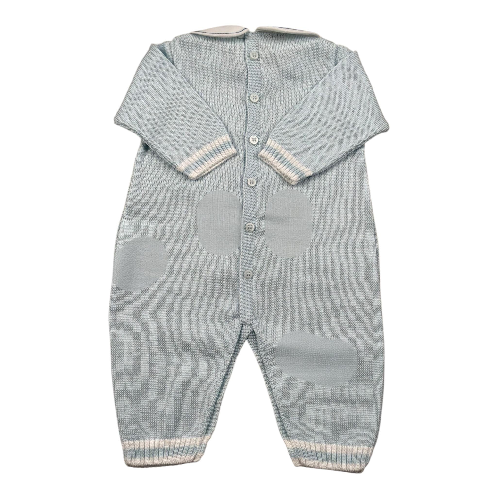 Marlu' Tutina Manica Lunga Tinta Unita con Ricami per Neonato EB6710 AZZURRO MARLU' 