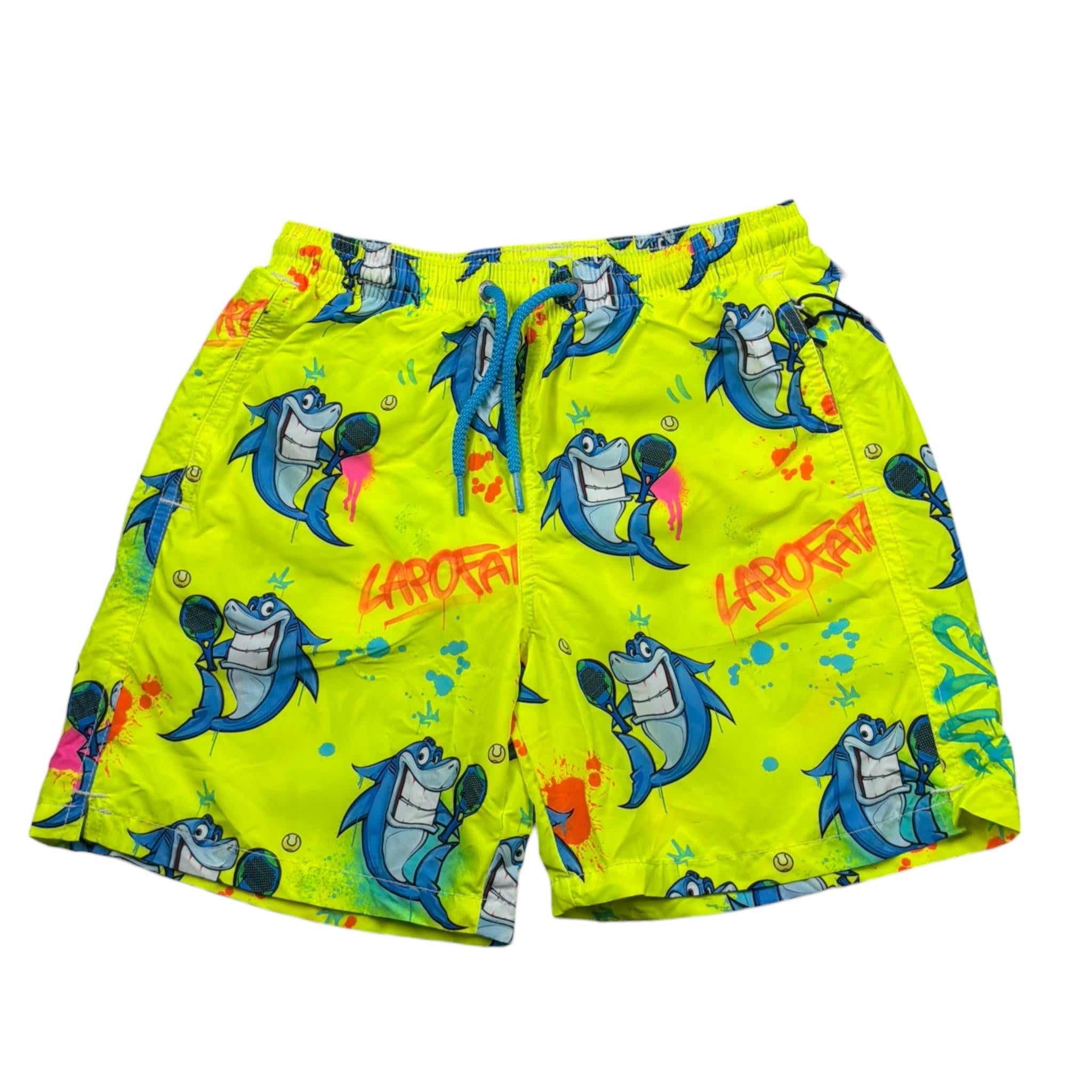 Saint Barth Costume Tinta Unita con Squali per Bambino CPTS GIALLO FLUO SAINT BARTH 