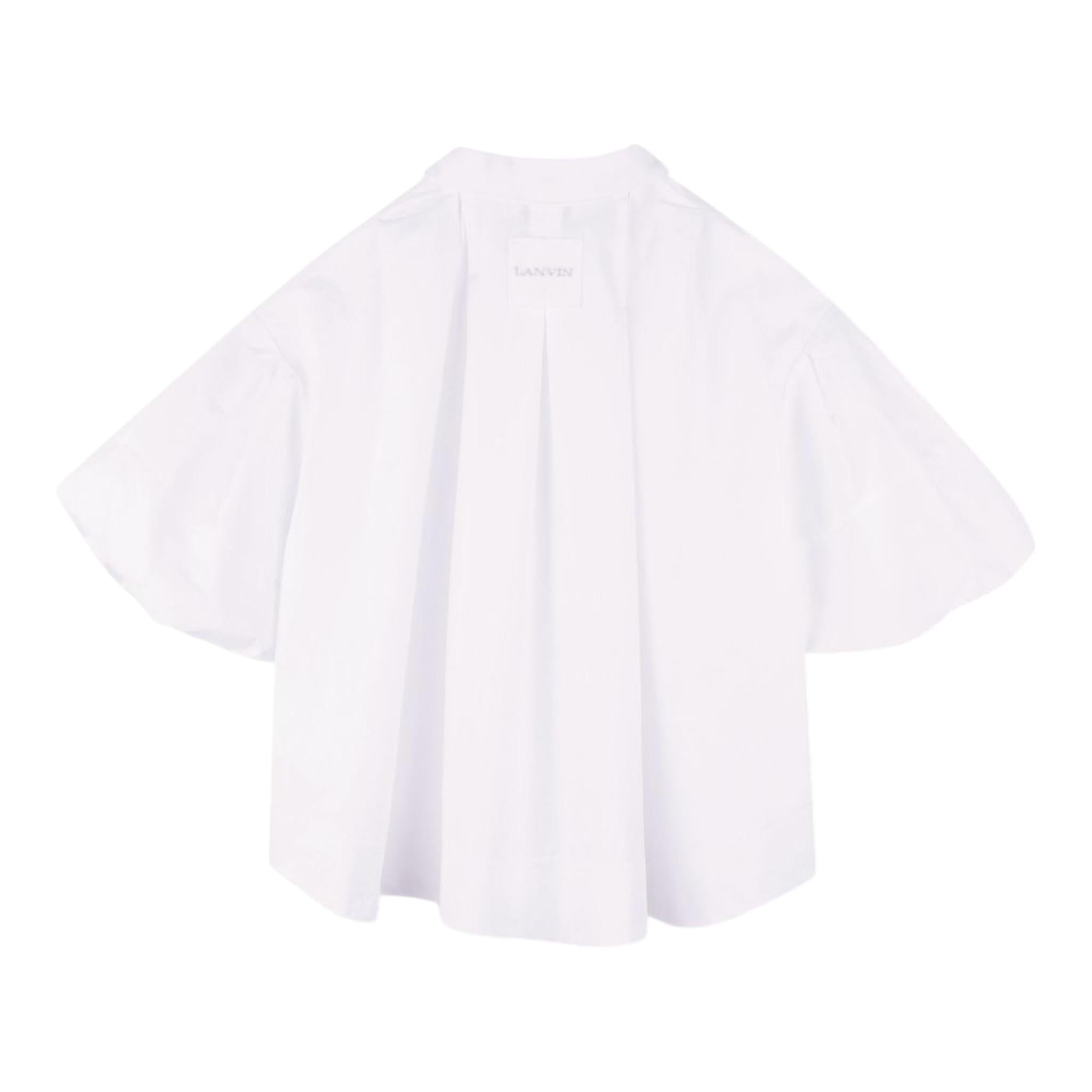 Lanvin Camicia Mezza Manica Tinta Unita con Stampa per Bambina N30196 BIANCO LANVIN 