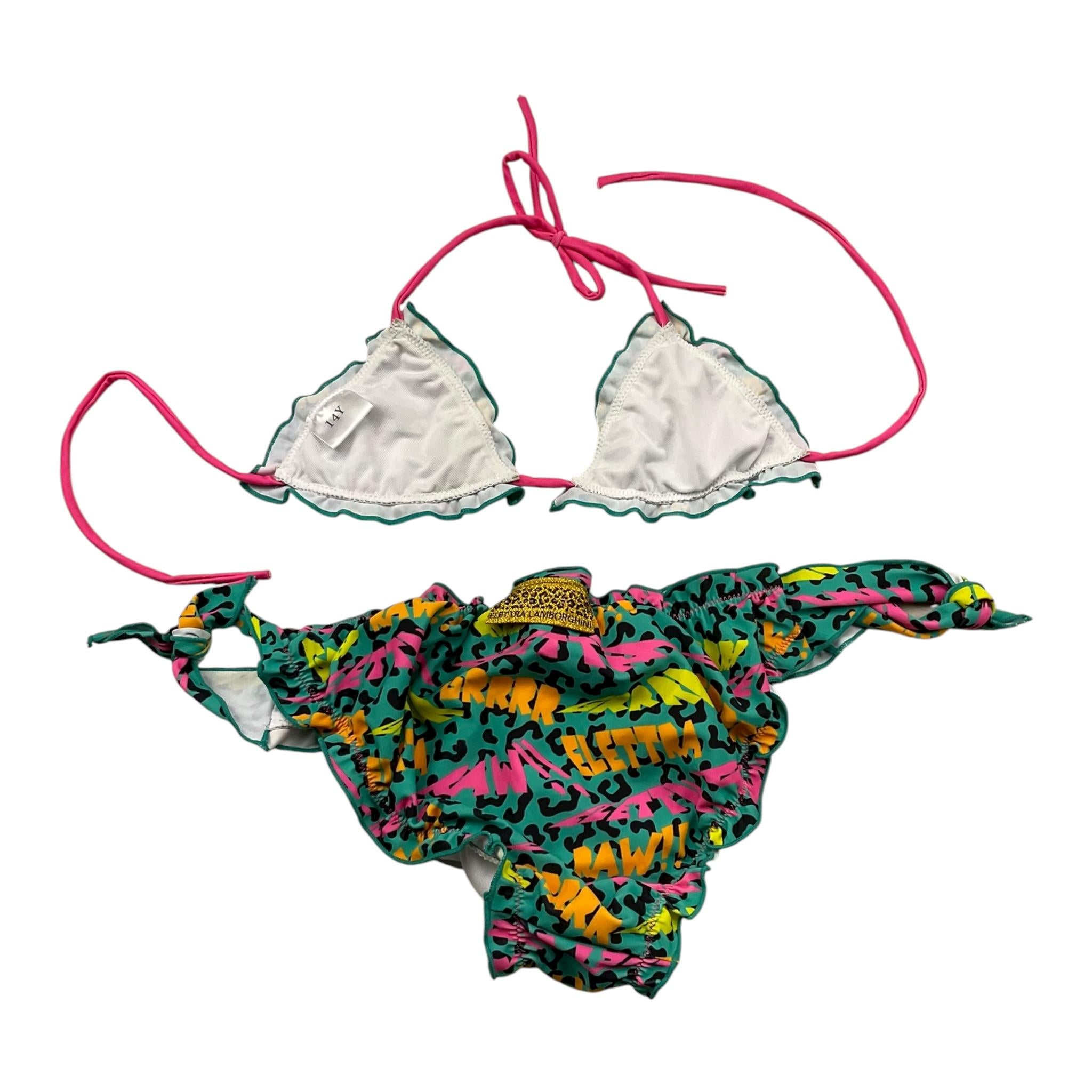 Elettra Lamborghini  Costume 2 Pezzi Triangolo-Slip con Fantasia per Bambina ELTLMB4020 VERDE ELETTRA LAMBORGHINI 