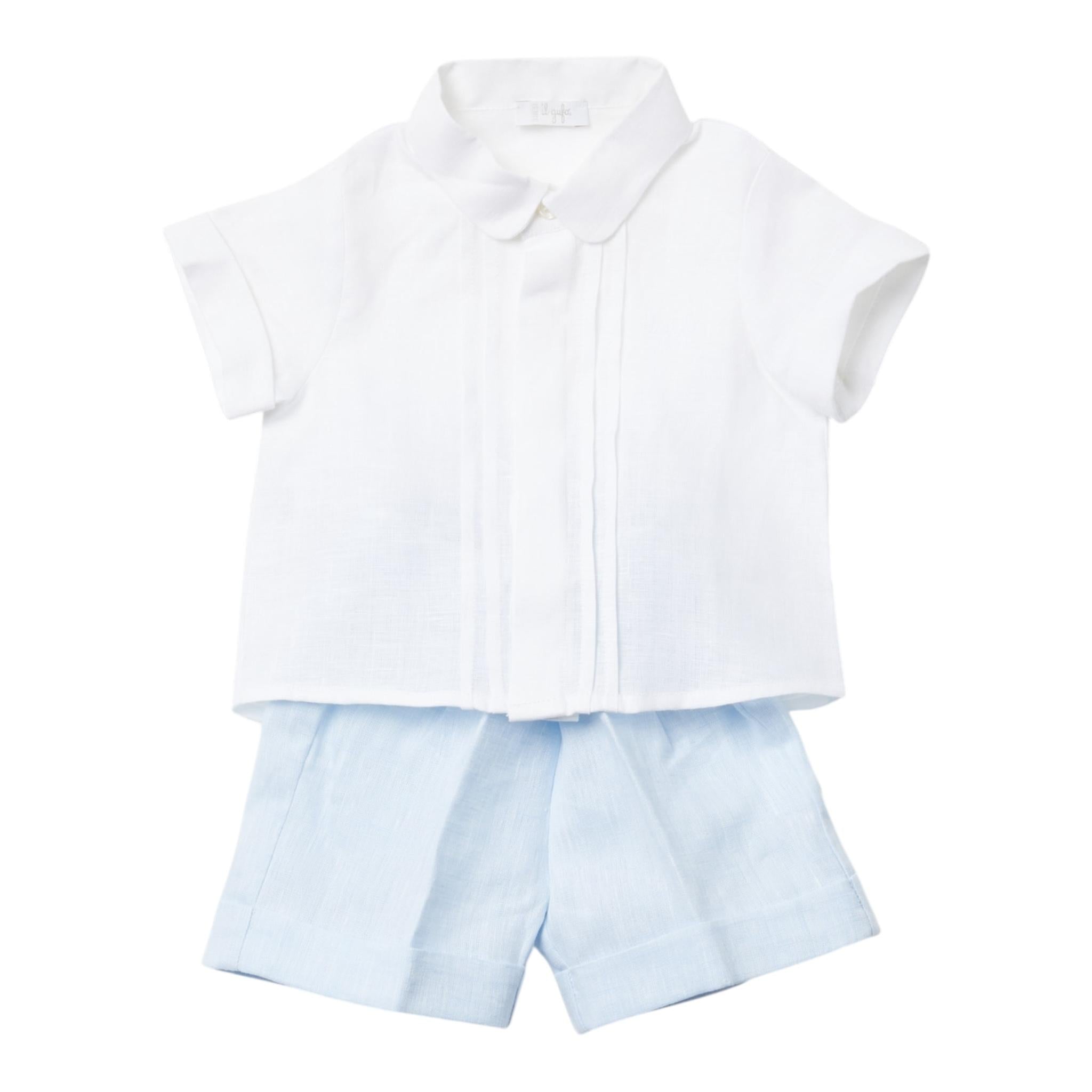 Il Gufo Completo 2 Pezzi Camicia-Bermuda per Neonato P25DP464L002 BIANCO/AZZURRO IL GUFO 