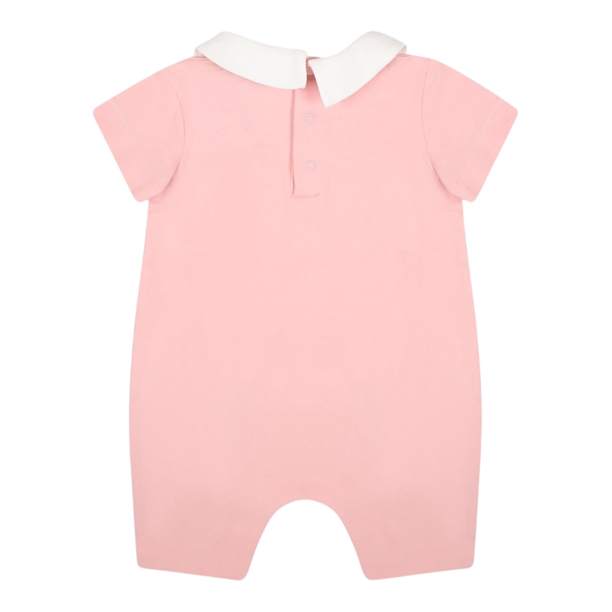 Moschino Pagliaccetto Tinta Unita con Stampa per Neonata MUT03T ROSA MOSCHINO 