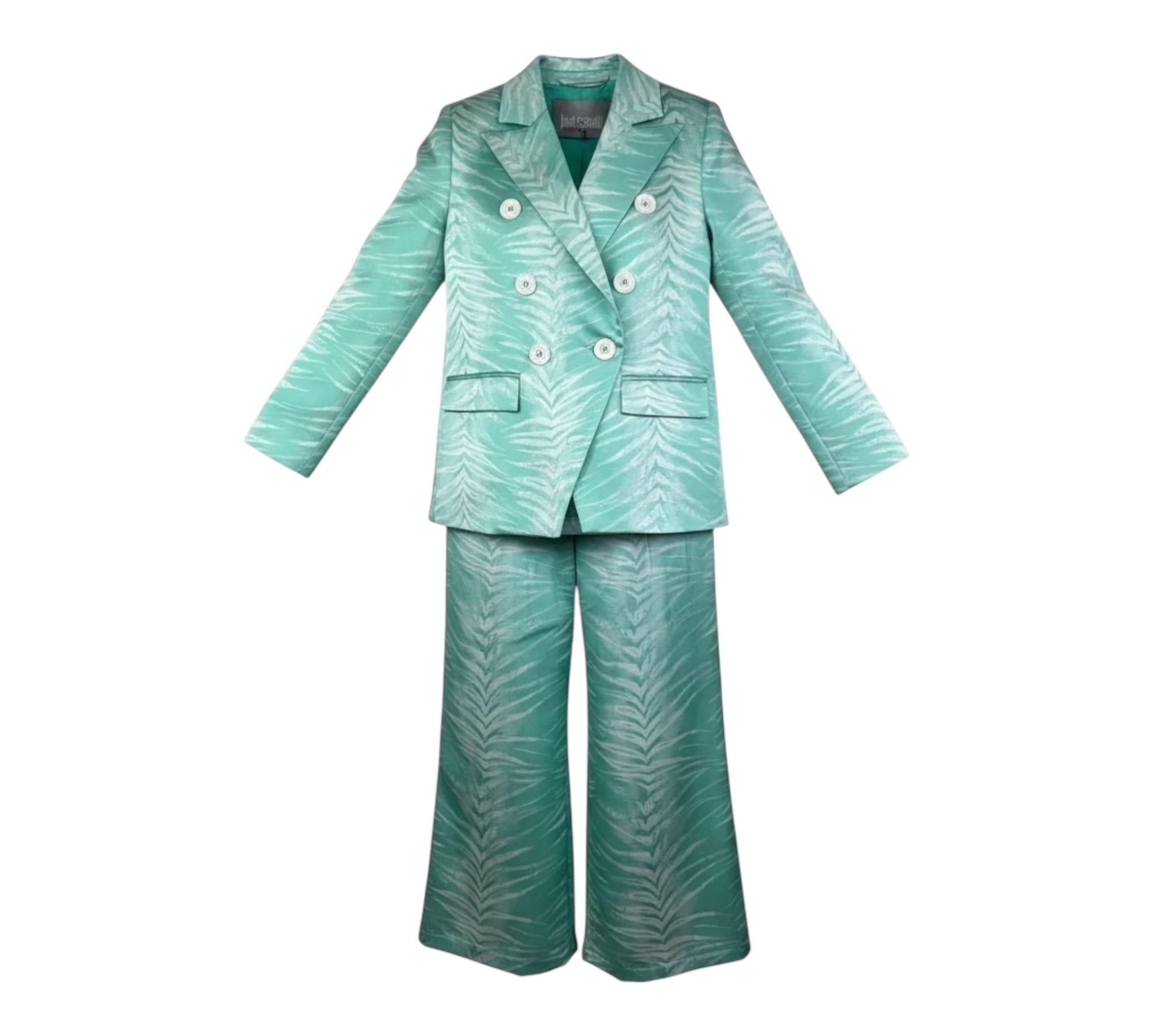 Just Cavalli Completo 2 Pezzi Giacca-Pantalone Tinta Unita per Bambina JGP26142JP VERDE ACQUA JUST CAVALLI 