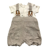 Le Coconne Pagliaccetto Bicolore Fantasia A Righe Bianco/Beige Per Neonato
