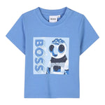 Boss T-Shirt Girocollo Tinta Unita con Stampa per Neonato J52110 AZZURRO BOSS 
