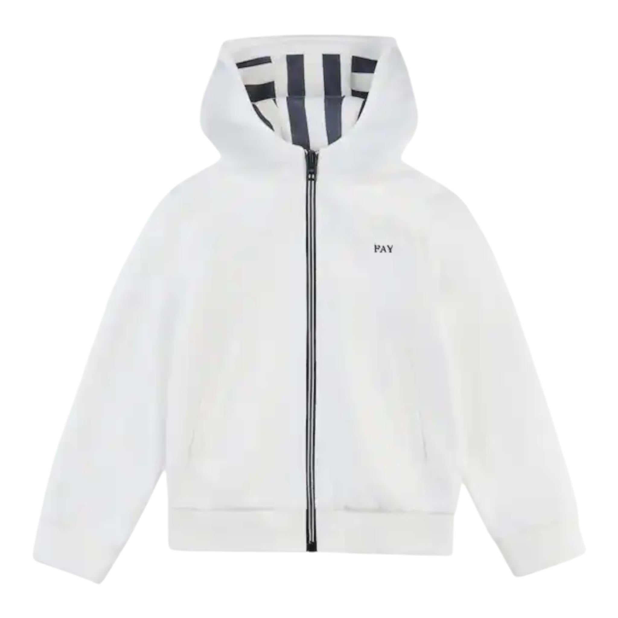 Fay Felpa Tinta Unita con Zip E Cappuccio per Bambino FW4P10 BIANCO FAY 