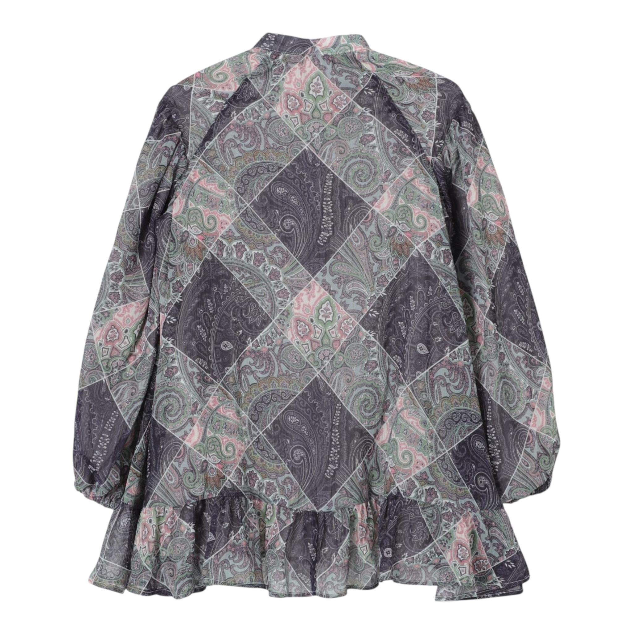 Etro Abito Manica Lunga Tinta Unita Stampa Fantasia per Bambina GW5A50 BLU ETRO 