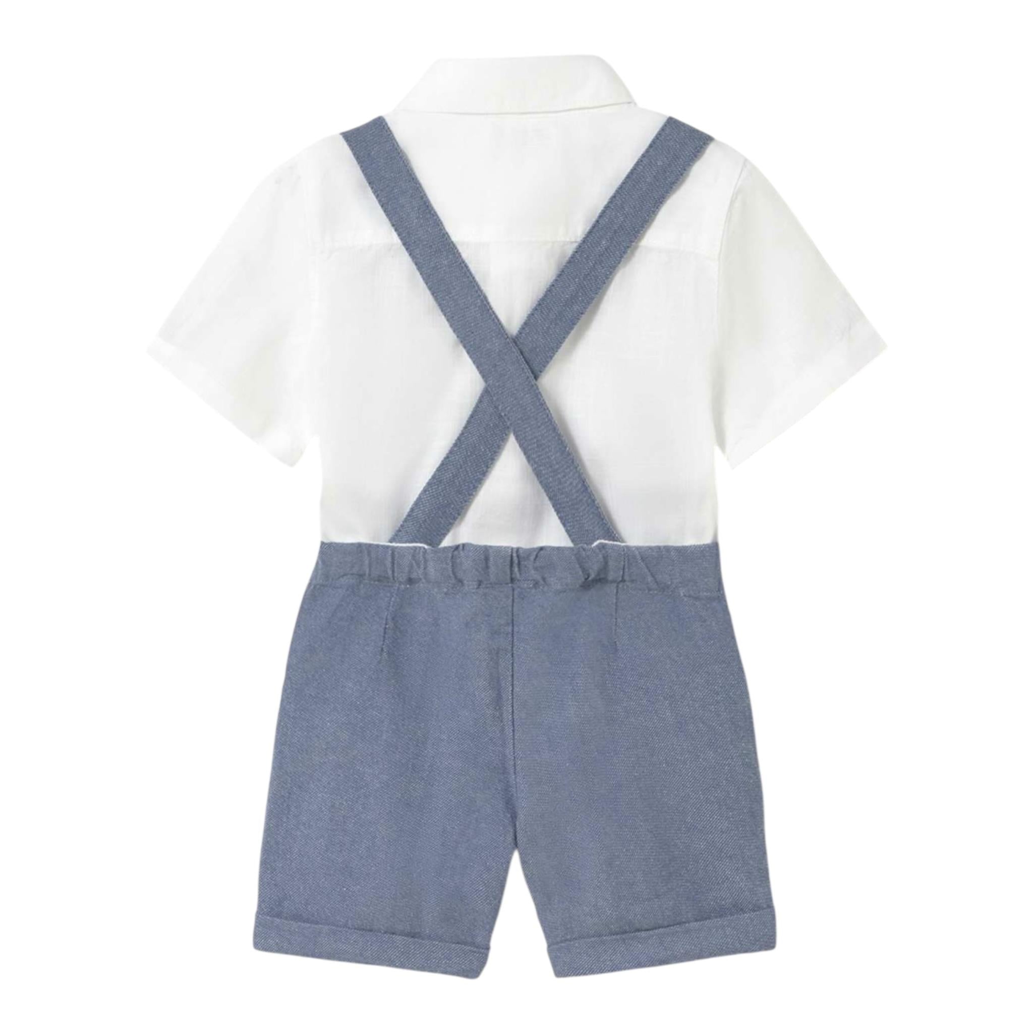 Mayoral Completo 2 Pezzi Camicia-Bermuda con Bretelle Bianco/Blu per Neonato 1250 BIANCO/BLU MAYORAL 