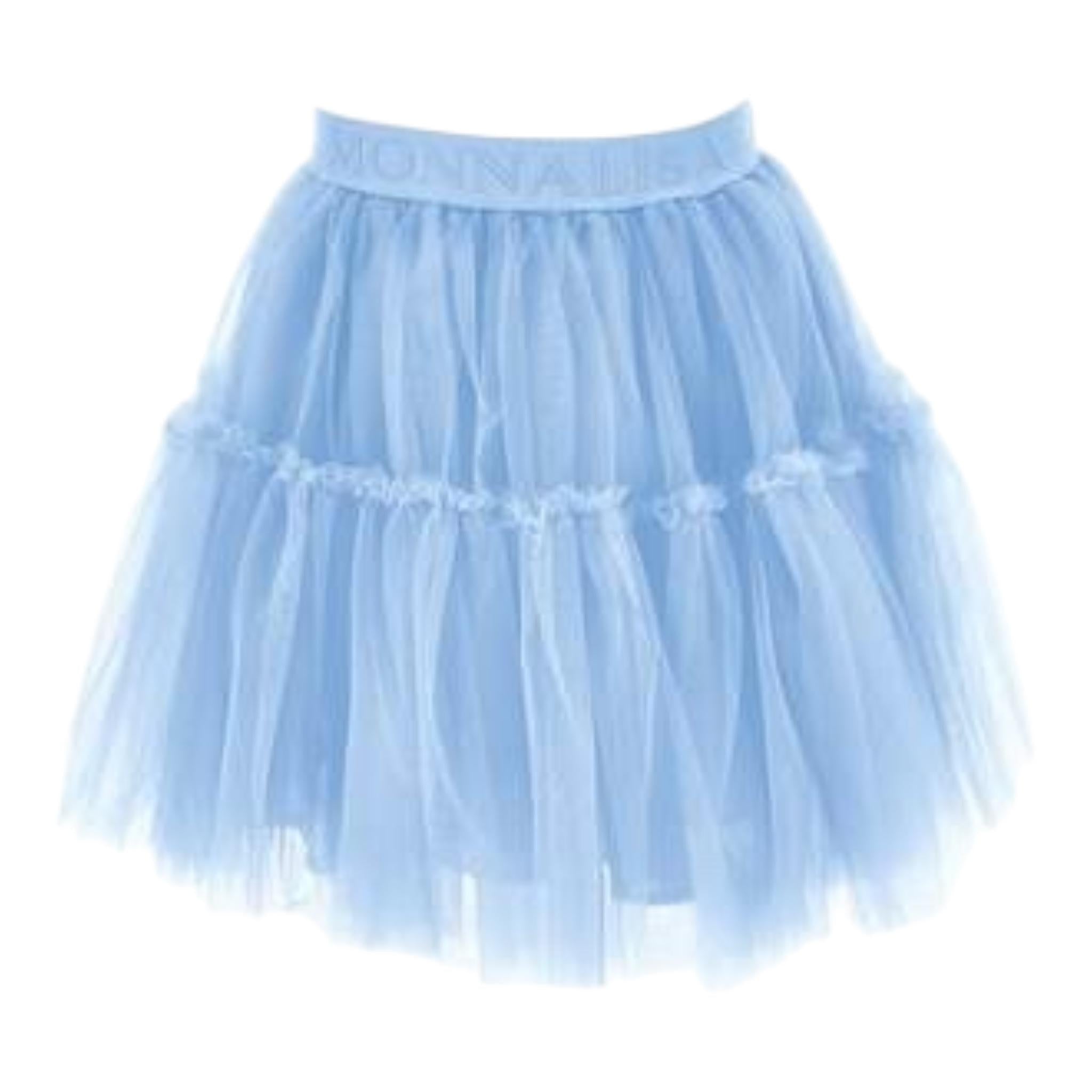 Monnalisa Gonna Tinta Unita con Tulle per Bambina 17CGON AZZURRO MONNALISA 