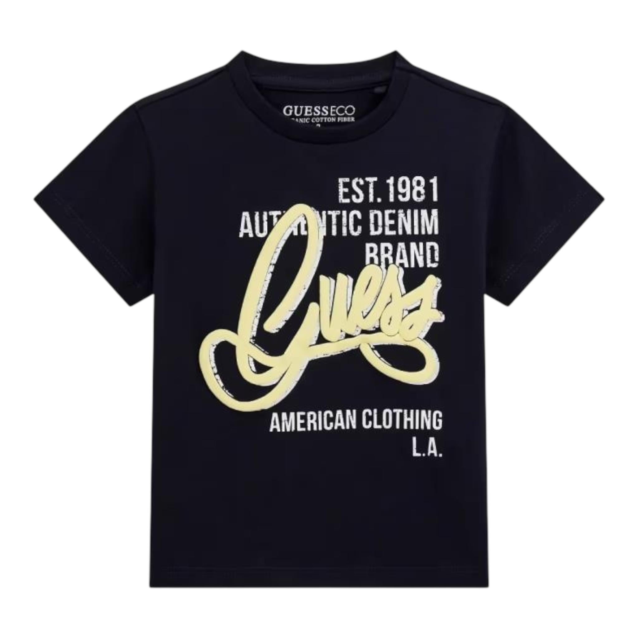 Guess T-Shirt Tinta Unita con Stampa per Neonato N5GI00K8HM4N BLU GUESS 