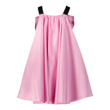 Twinset Abito Tinta Unita A Bretelline Con Fiocco Rosa Per Neonata