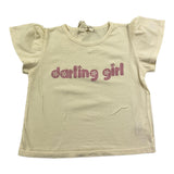 Babe & Tess T-Shirt Girocollo Tinta Unita Con Stampa In Contrasto Panna Per Bambina