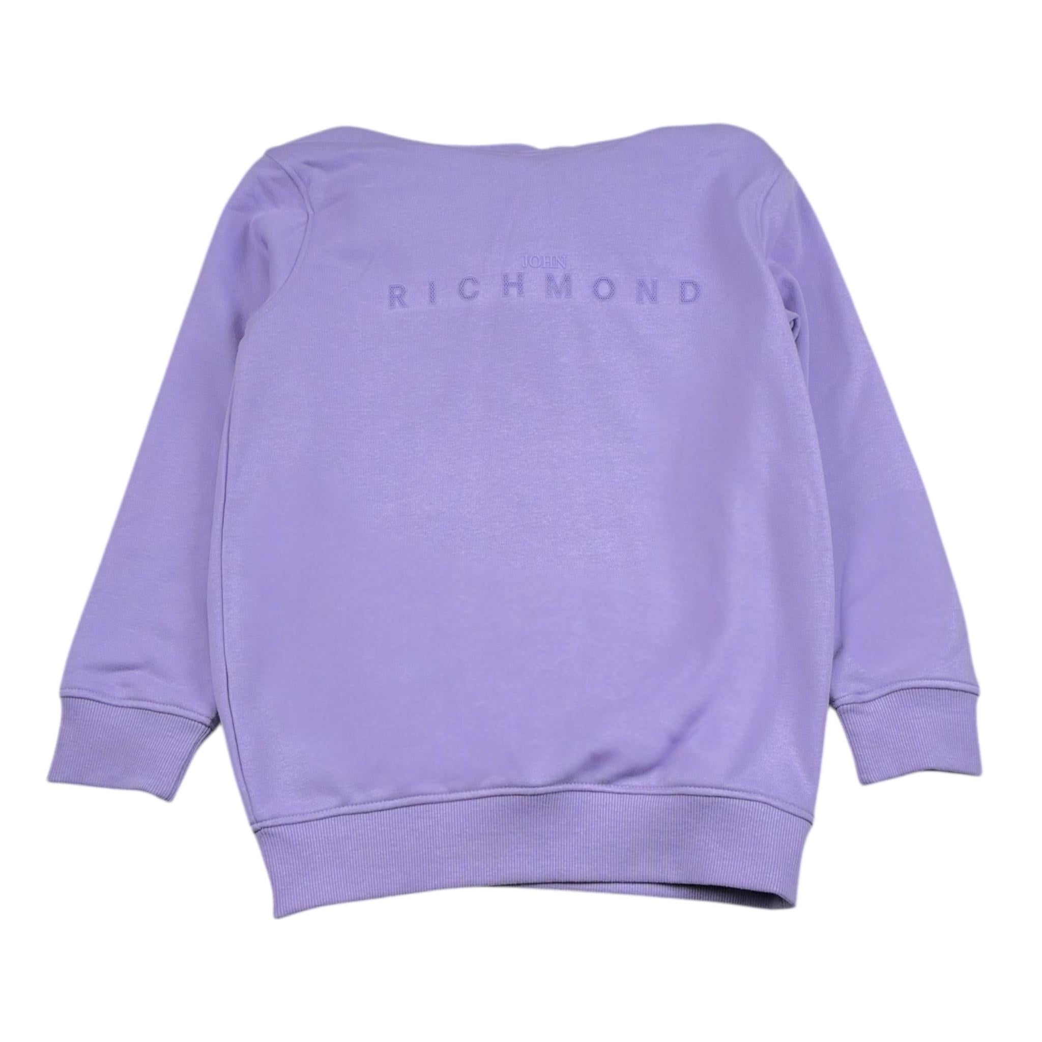 John Richmond Felpa Tinta Unita con Cappuccio E Stampa per Bambina RGP26006FE LILLA JOHN RICHMOND 