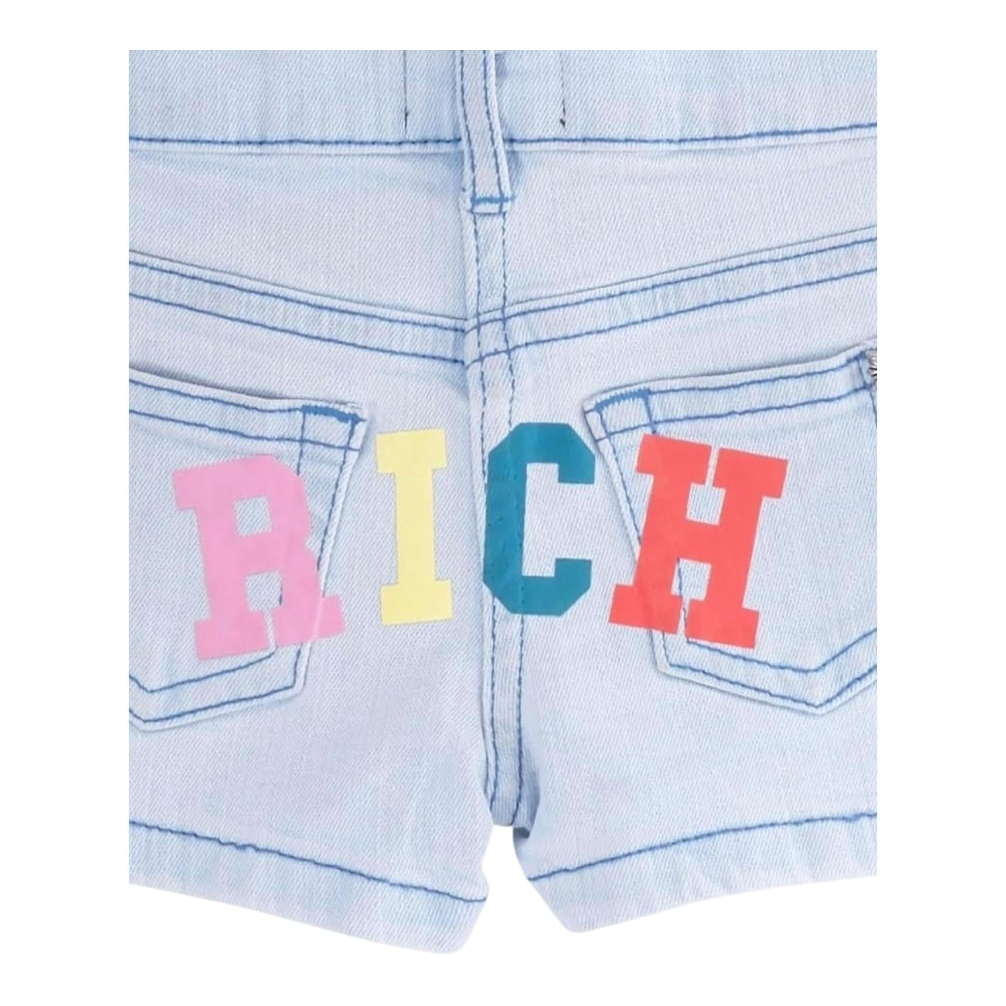 John Richmond Short In Denim Tinta Unita con Logo per Neonata RIP25031SHXN AZZURRO JOHN RICHMOND 