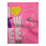 Billieblush T-Shirt Tinta Unita Girocollo con Stampa Fuxia per Bambina