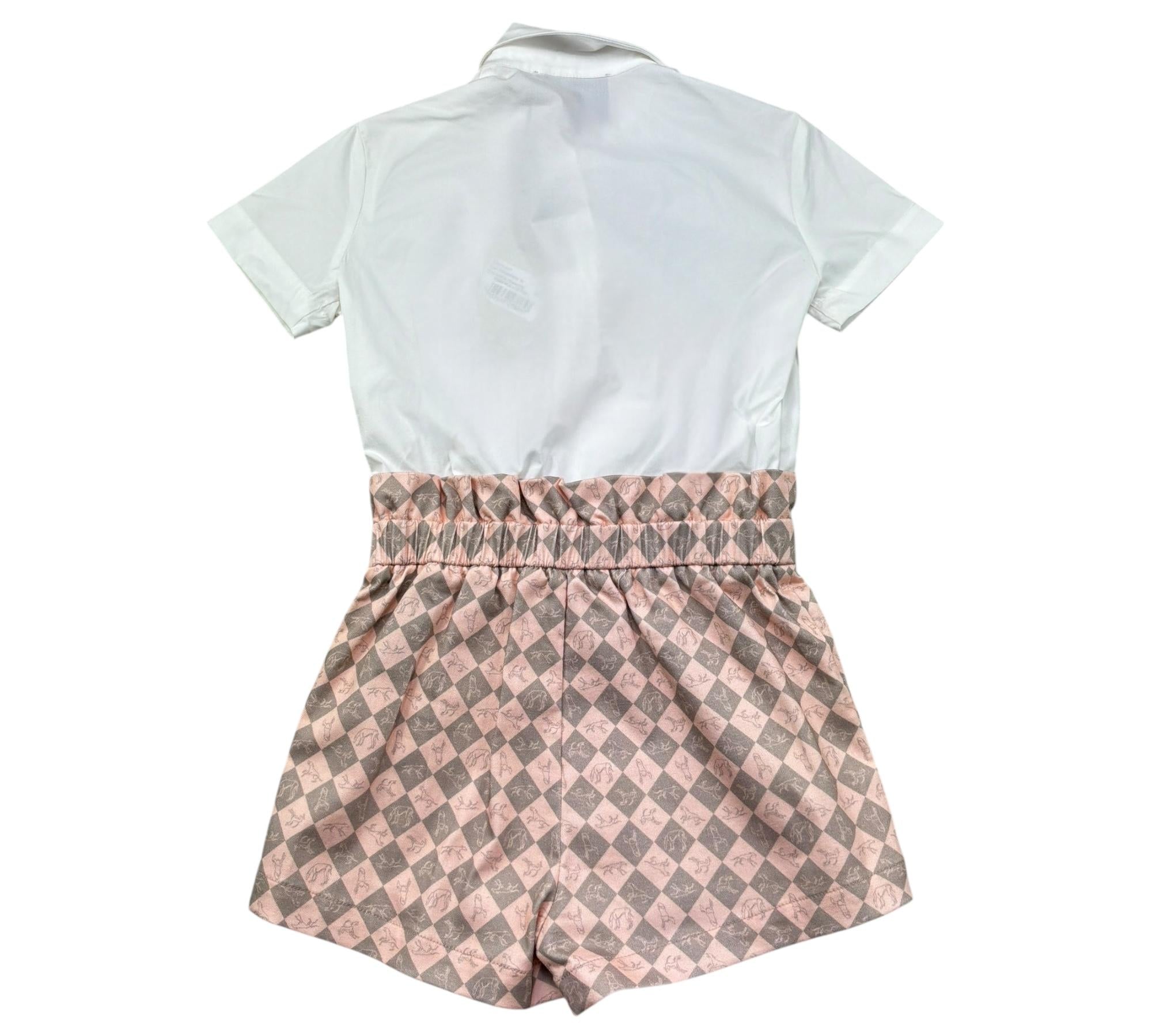 Trussardi Tuta Intera Mezza Manica Bicolore per Bambina TGP26079TU BIANCO/ROSA TRUSSARDI 