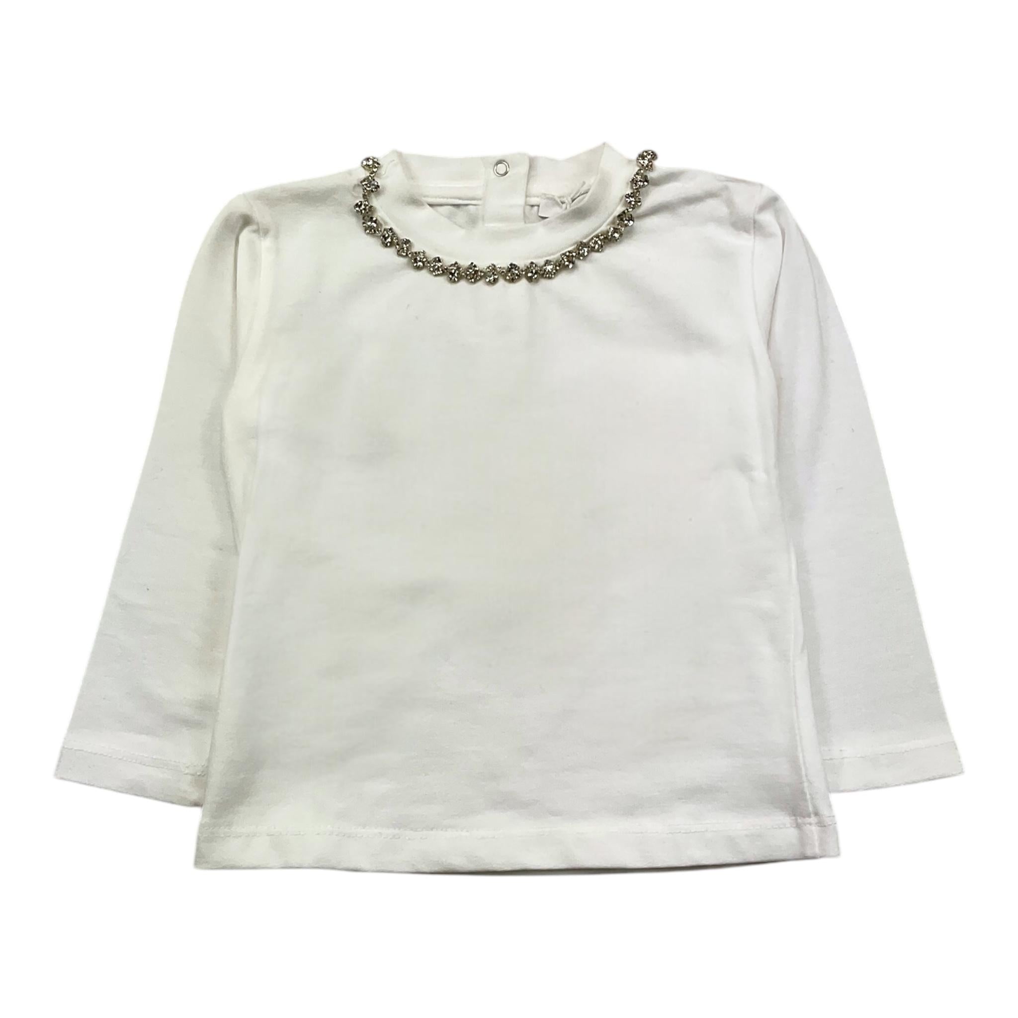 U+è BY MISS GRANT shirt tinta unita girocollo cn strass Bianco per Bambina UE1569 BIANCO U+è BY MISS GRANT 